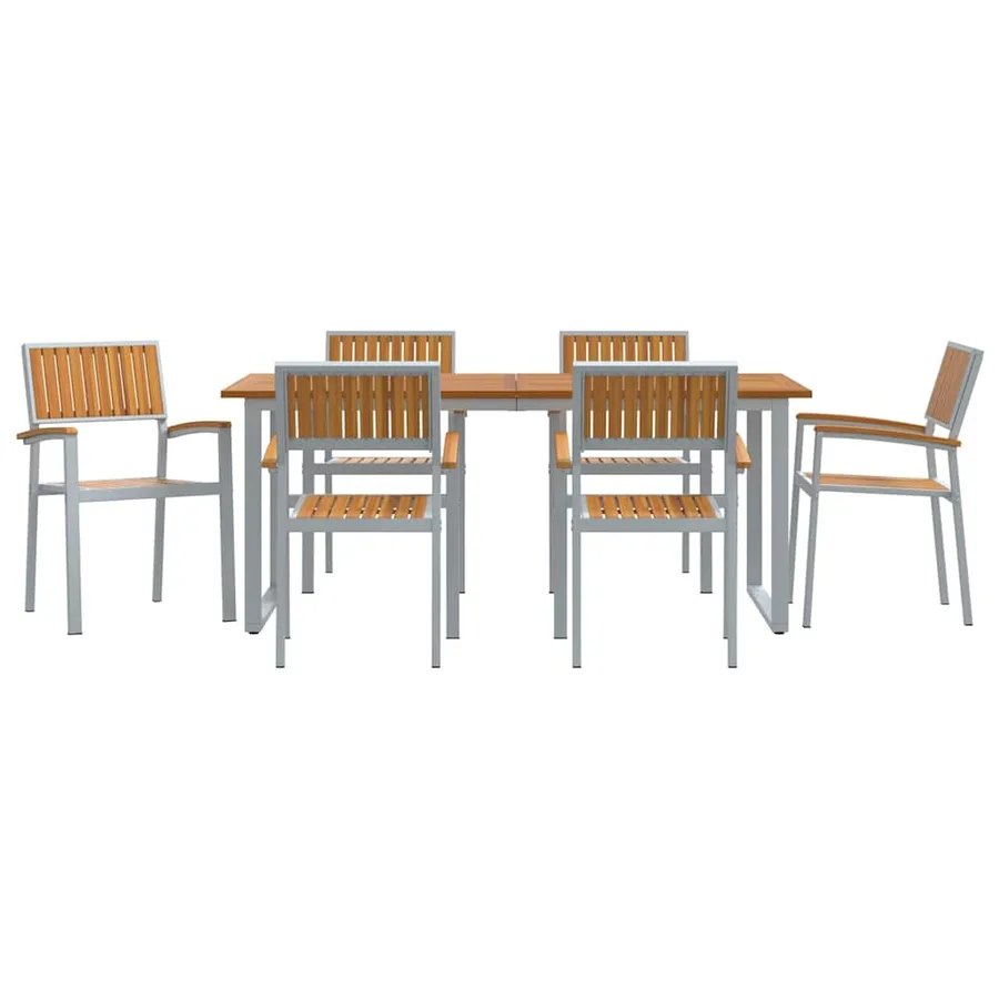 Ensemble de salle à manger pour jardin 7 pcs Gris - 7