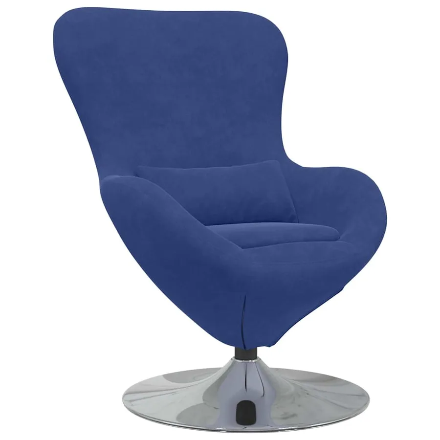 Fauteuil œuf Bleu police Velours - 2