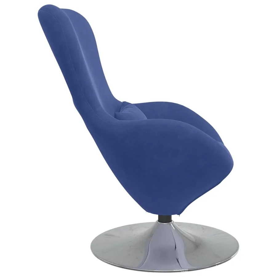 Fauteuil œuf Bleu police Velours - 5