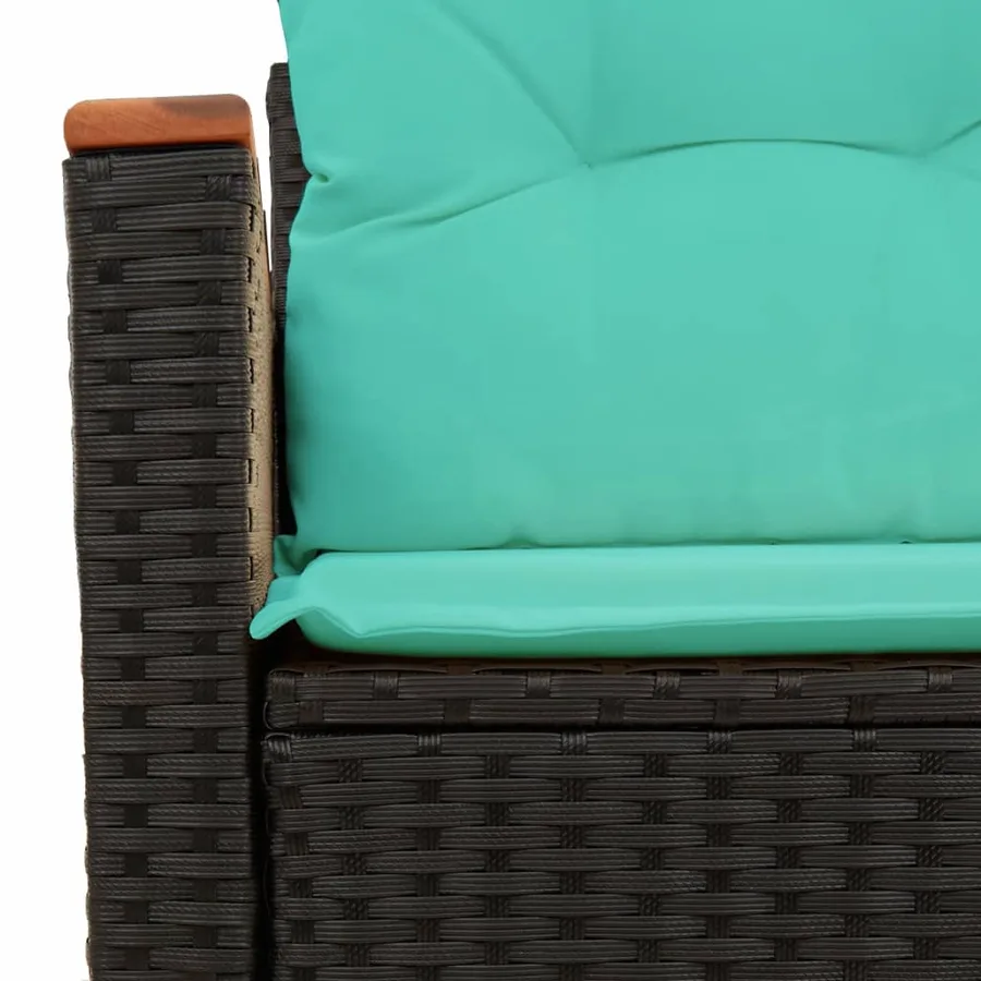 Canapé de jardin avec coussins 2 places en résine tressée noire - 7