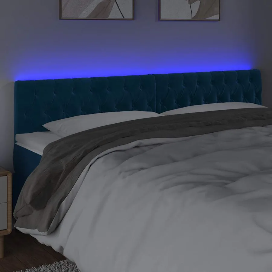 Tête de lit à LED Bleu foncé 200x7x78/88 cm Velours - 3