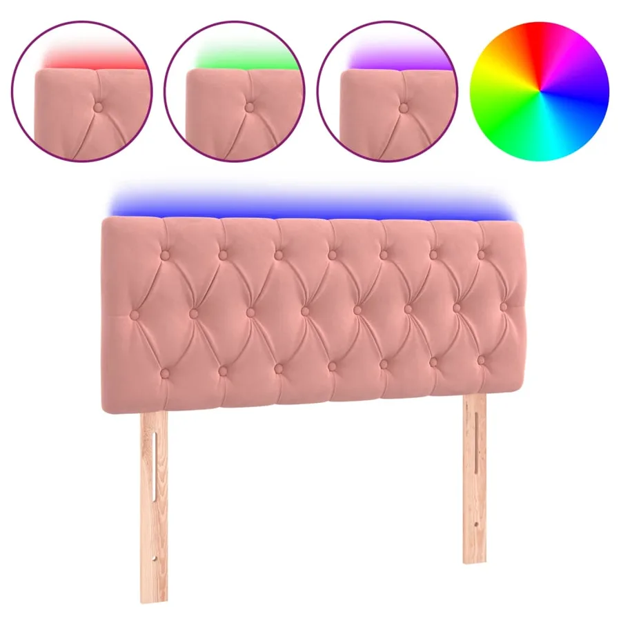 Tête de lit à LED Rose 100x7x78/88 cm Velours - 2