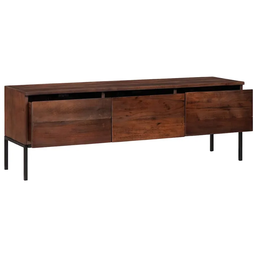 Meuble TV marron miel 110 x 30 x 36 cm Bois d'acacia massif - 4