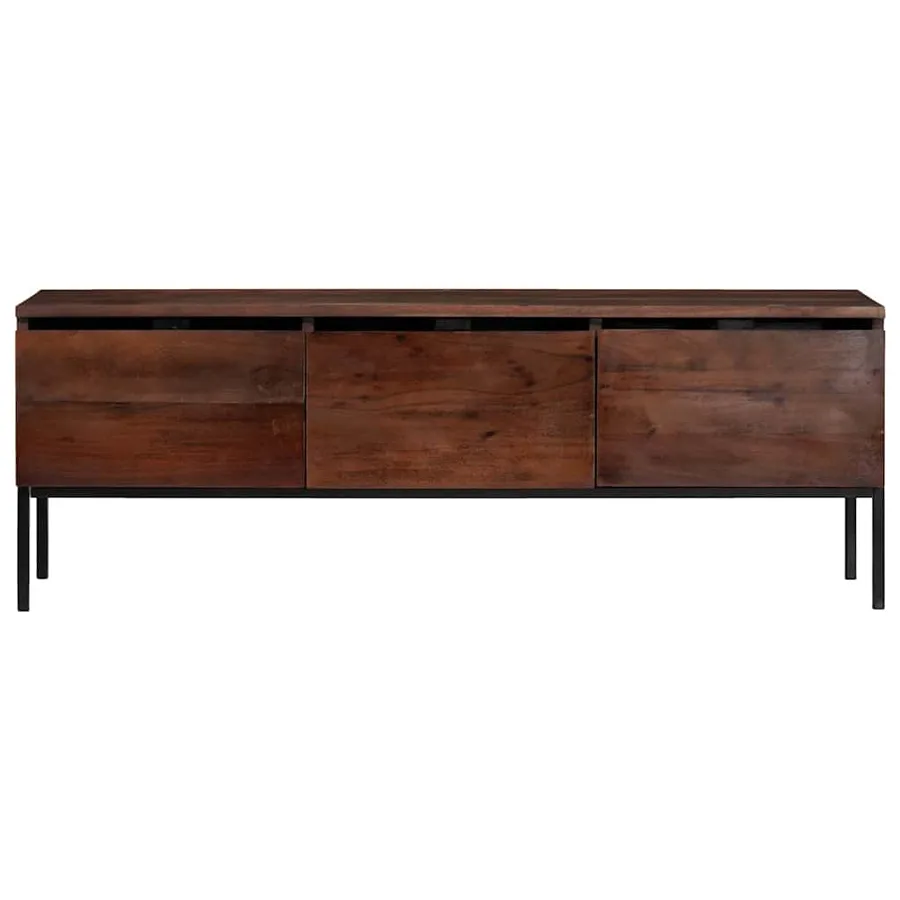Meuble TV marron miel 110 x 30 x 36 cm Bois d'acacia massif - 5