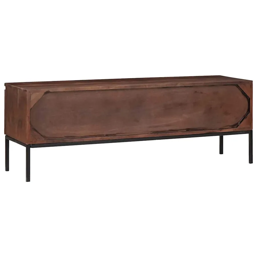 Meuble TV marron miel 110 x 30 x 36 cm Bois d'acacia massif - 7