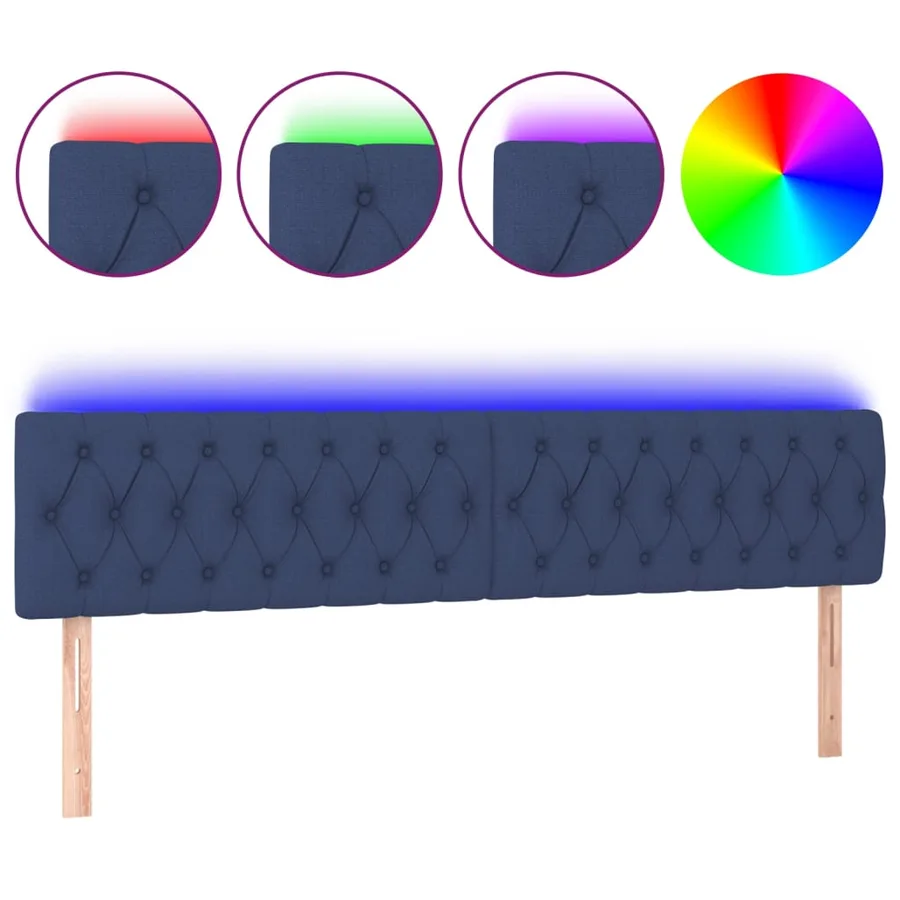 Tête de lit à LED Bleu 200x7x78/88 cm Tissu - 2