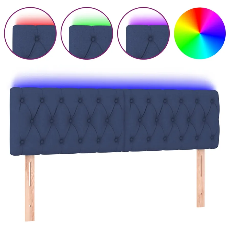 Tête de lit à LED Bleu 160x7x78/88 cm Tissu - 2