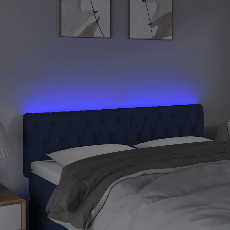 Tête de lit à LED Bleu 160x7x78/88 cm Tissu - 3