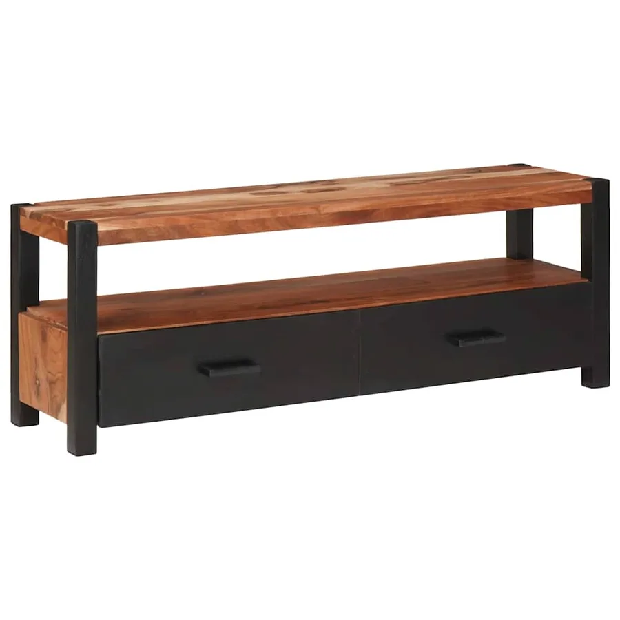Meuble multimédia Marron 110 x 30 x 40 cm Bois d'Acacia Massif - 2