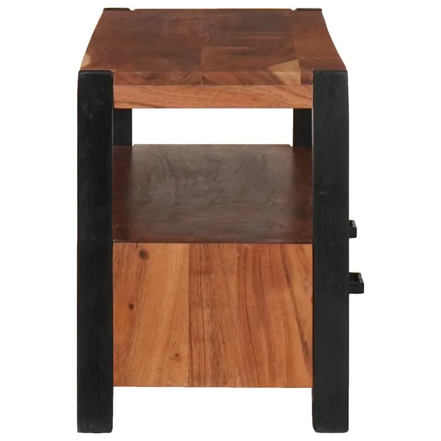 Meuble multimédia Marron 110 x 30 x 40 cm Bois d'Acacia Massif - 6