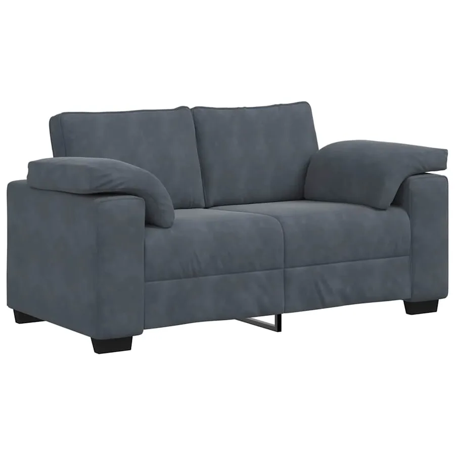 Canapé causeuse gris foncé 160x77x82 cm velours - 2