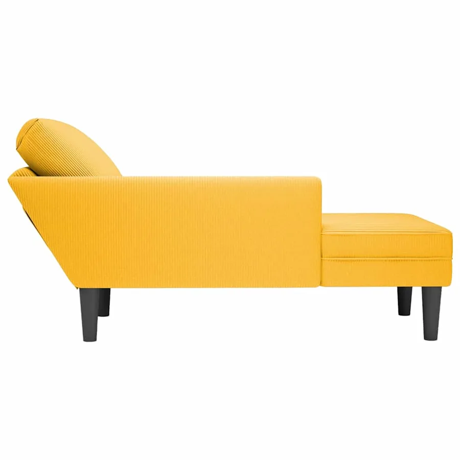 Chaise longue avec coussin jaune clair tissu en velours côtelé - 5