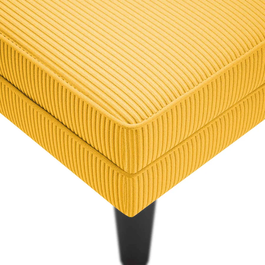 Chaise longue avec coussin jaune clair tissu en velours côtelé - 7