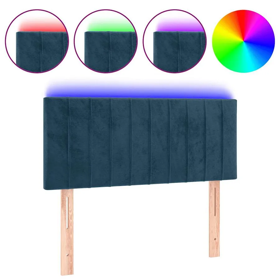 Tête de lit à LED Bleu foncé 90x5x78/88 cm Velours - 2
