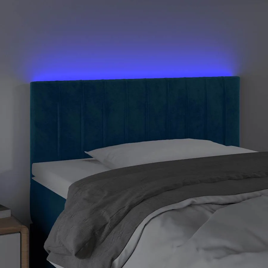 Tête de lit à LED Bleu foncé 90x5x78/88 cm Velours - 3
