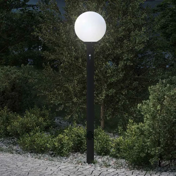 Borne lumineuse avec capteur et prise 120 cm noire IP44
