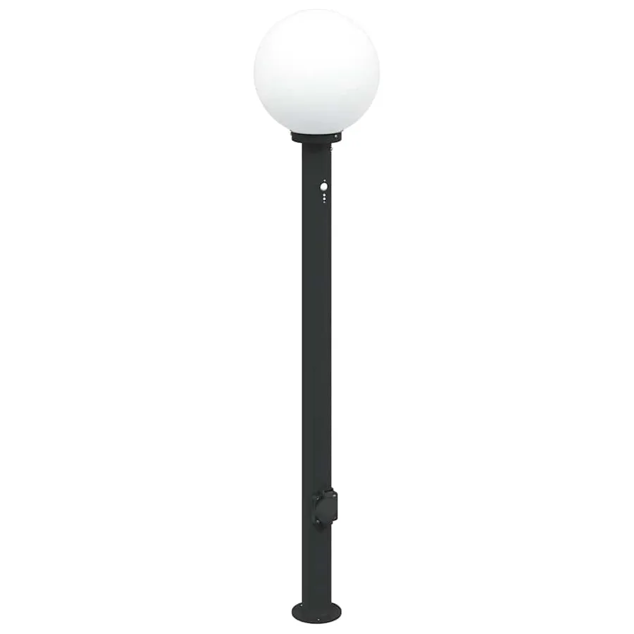 Borne lumineuse avec capteur et prise 120 cm noire IP44 - 2