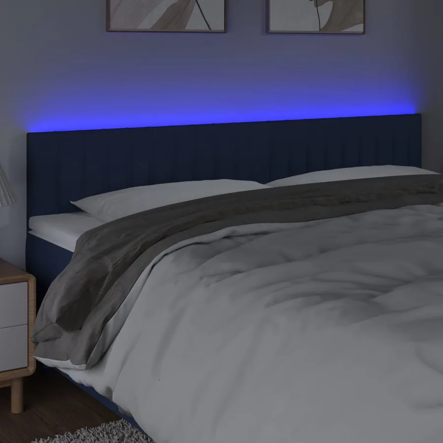 Tête de lit à LED Bleu 200x5x78/88 cm Tissu - 3