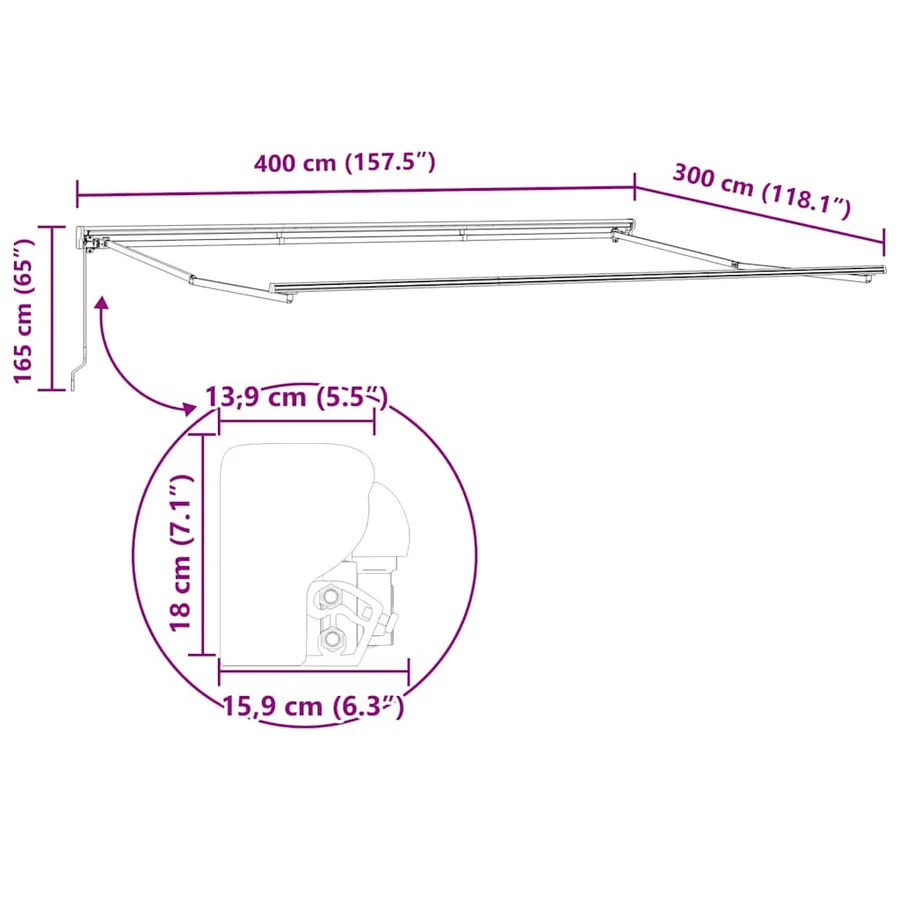 Cadre d'auvent Réglable Anthracite 4 × 3 m Acier - 8