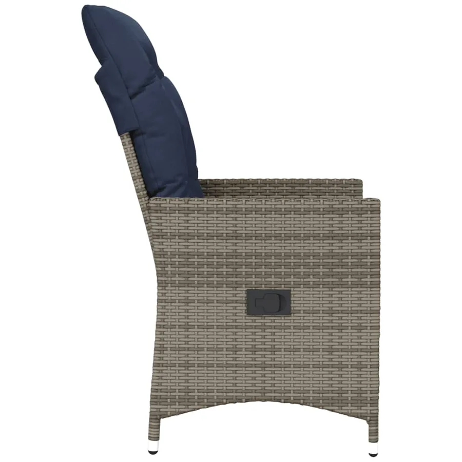 Lot de 2 chaises de jardin inclinables avec coussins en résine tressée grise - 5