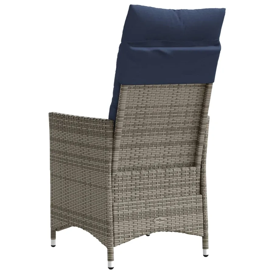 Lot de 2 chaises de jardin inclinables avec coussins en résine tressée grise - 6