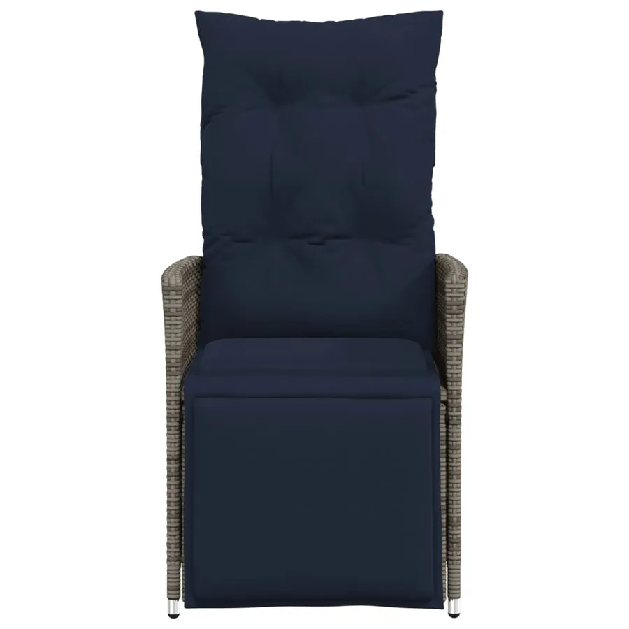 Chaise de jardin inclinable avec coussins en résine tressée grise - 4