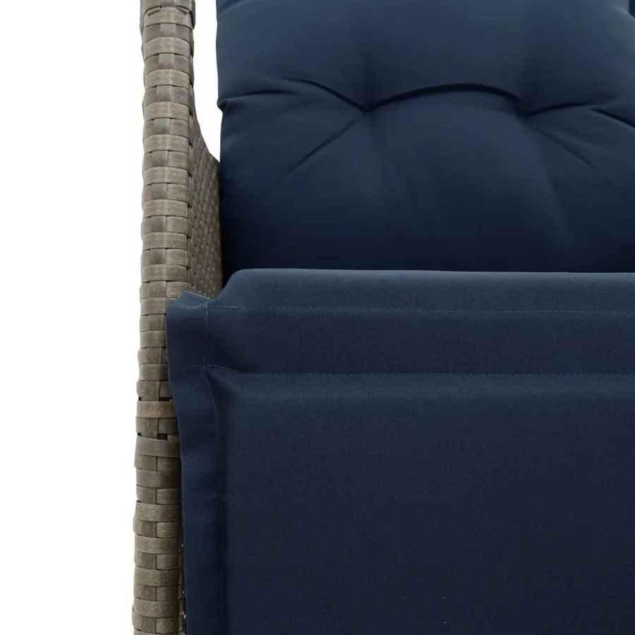 Chaise de jardin inclinable avec coussins en résine tressée grise - 8