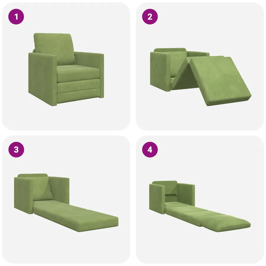 Canapé-Lit Vert clair 74 x 77 x 81 cm Velours - 8