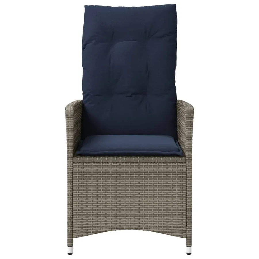 Chaise de jardin inclinable avec coussins en résine tressée grise - 4