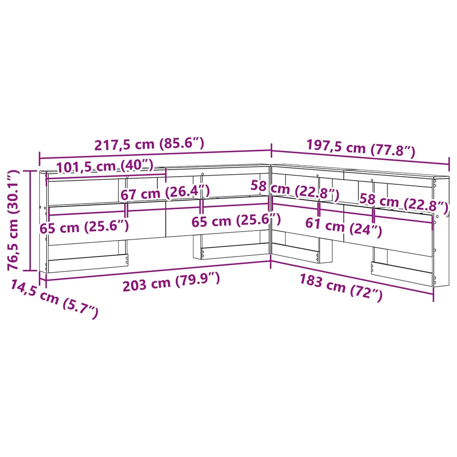 Tête de lit de rangement Chêne Sonoma 180 cm Bois d'ingénierie - 12