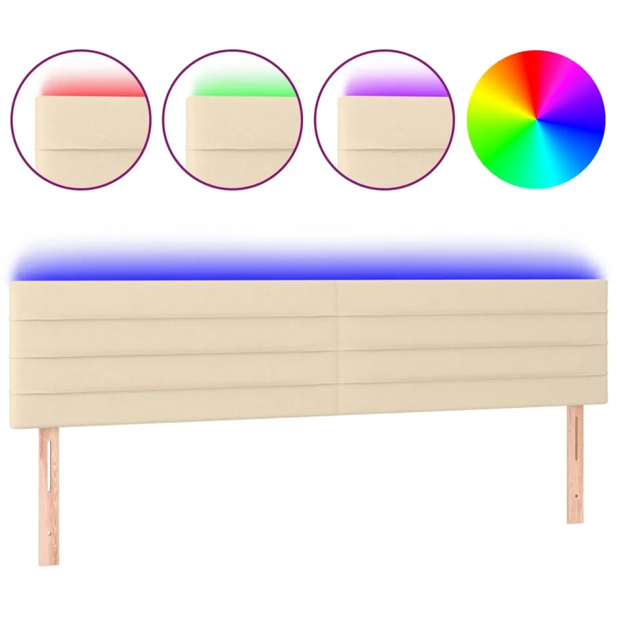 Tête de lit à LED Crème 160x5x78/88 cm Tissu - 2