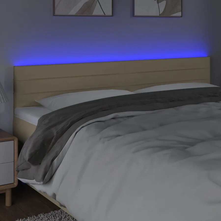 Tête de lit à LED Crème 160x5x78/88 cm Tissu - 3