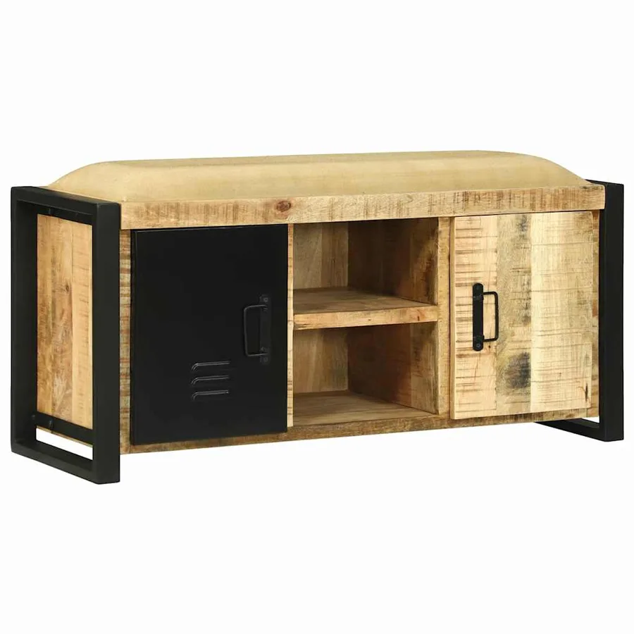 Cabinet Banc Marron 100 x 35 x 50 cm Bois de manguier massif - 2