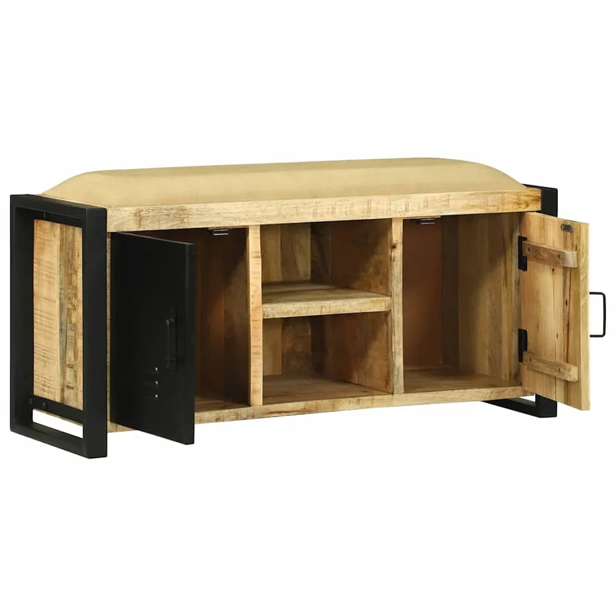 Cabinet Banc Marron 100 x 35 x 50 cm Bois de manguier massif - 4