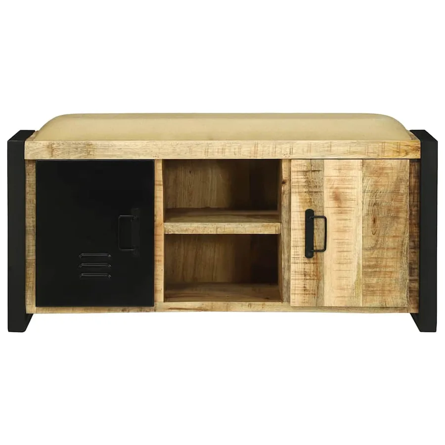 Cabinet Banc Marron 100 x 35 x 50 cm Bois de manguier massif - 5