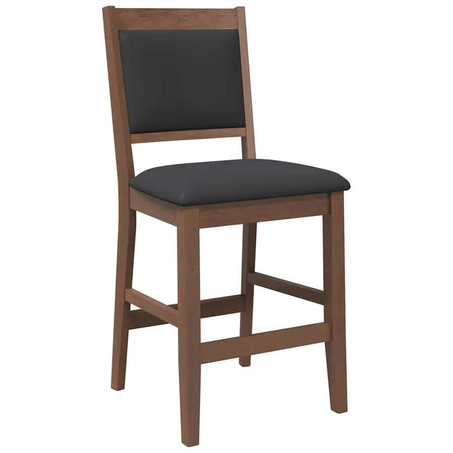 Tabourets de bar avec coussins (lot de 2) en bois massif marron et caoutchouc - 4