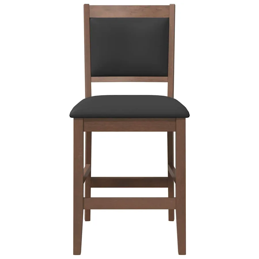 Tabourets de bar avec coussins (lot de 2) en bois massif marron et caoutchouc - 5