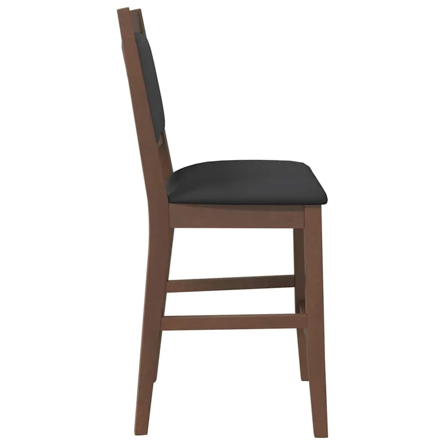 Tabourets de bar avec coussins (lot de 2) en bois massif marron et caoutchouc - 6