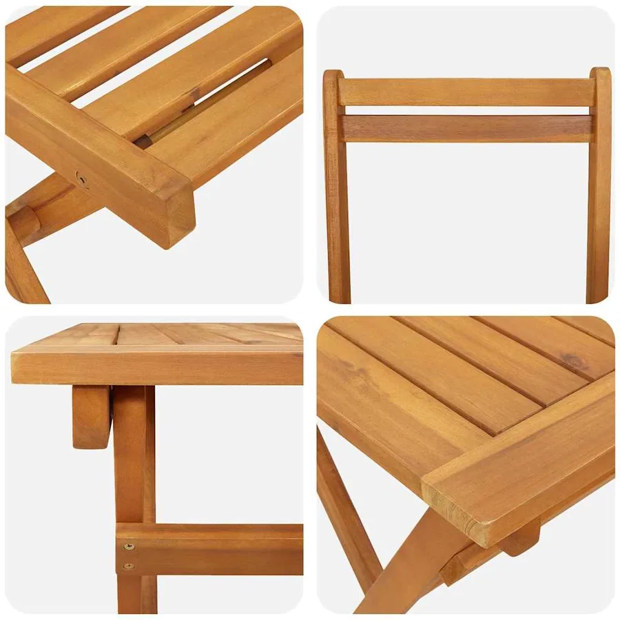 Ensemble bistrot 5 pcs Huile Naturelle Bois d'Acacia Massif - 9