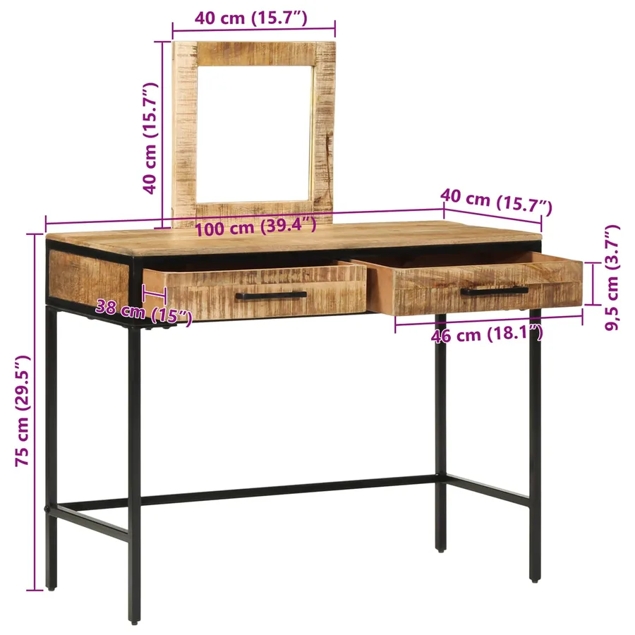Table de Toilette avec tiroir Marron 100 x 40 x 120 cm - 16