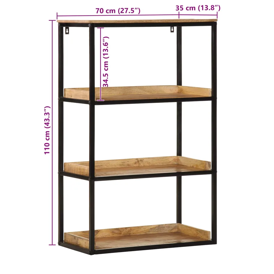Bibliothèque 70 x 35 x 110 cm Bois de manguier massif - 12