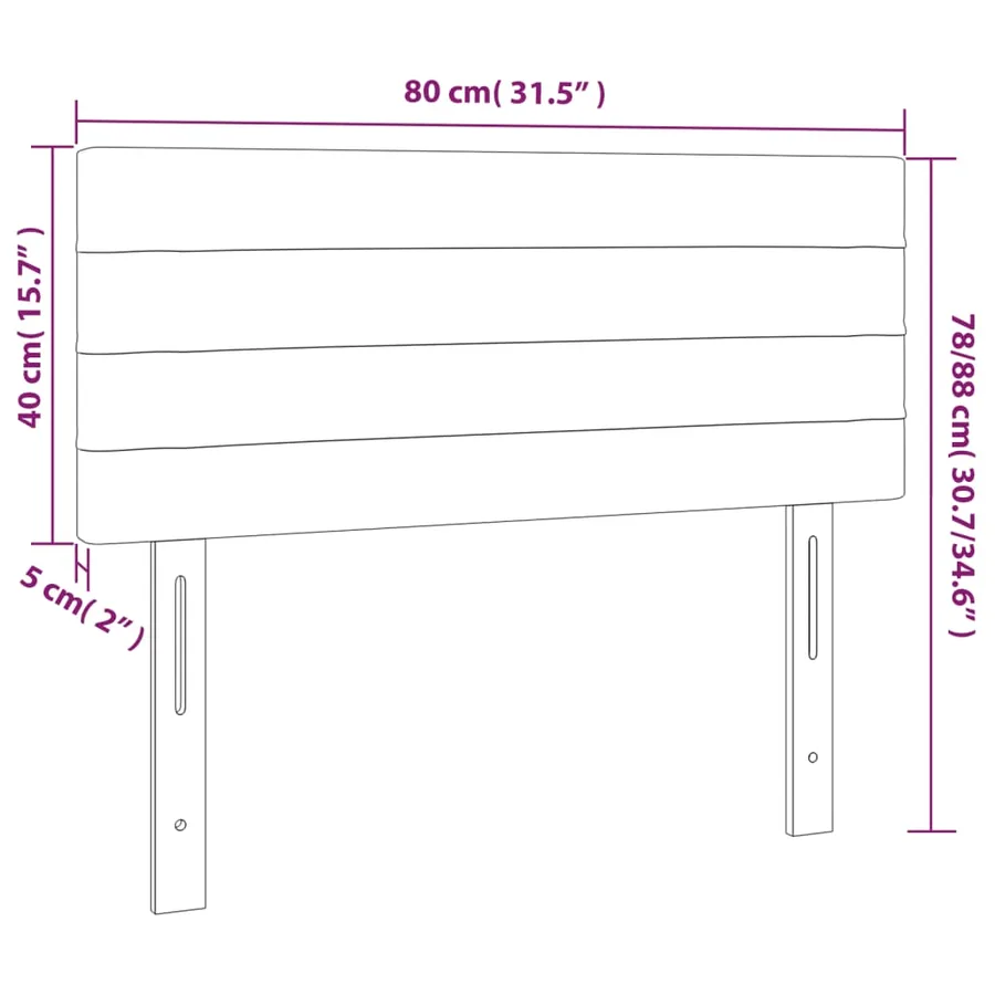Tête de lit à LED Noir 80x5x78/88 cm Tissu - 6