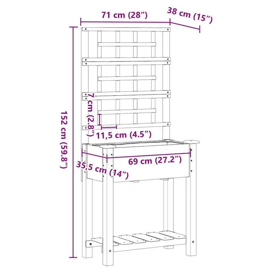 Cache-pot de jardin Beige 71 x 38 x 152 cm Bois de Sapin Massif - 10
