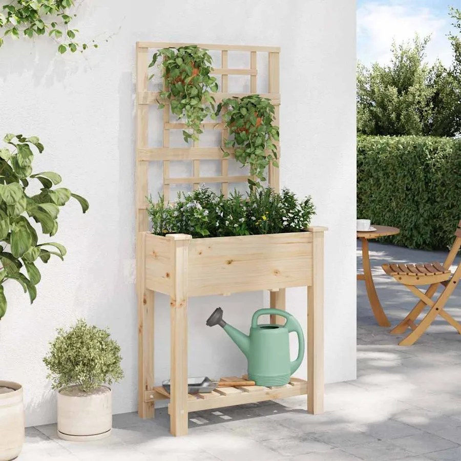 Cache-pot de jardin Beige 71 x 38 x 152 cm Bois de Sapin Massif - 4
