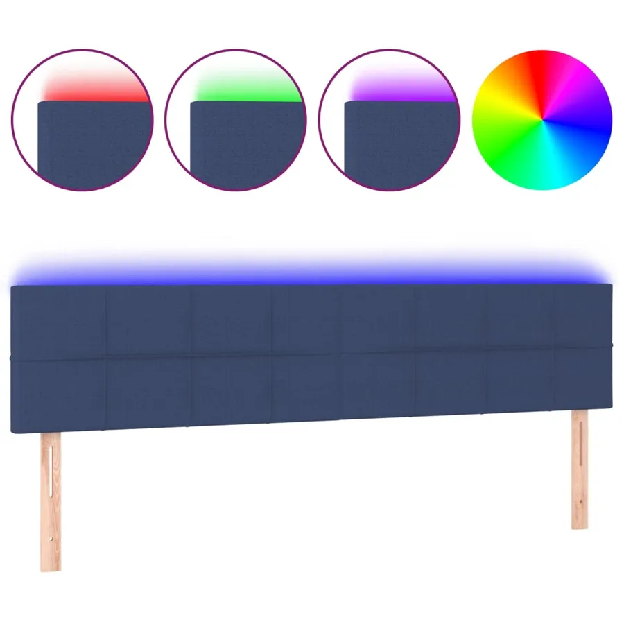 Tête de lit à LED Bleu 160x5x78/88 cm Tissu - 2