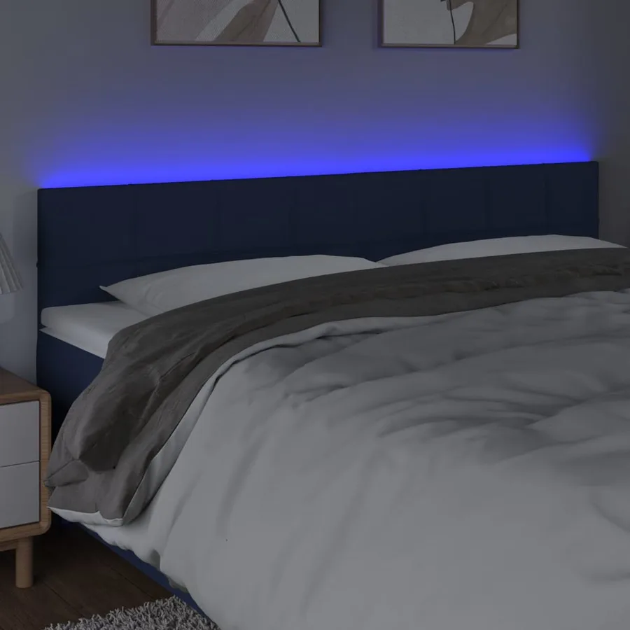 Tête de lit à LED Bleu 160x5x78/88 cm Tissu - 3