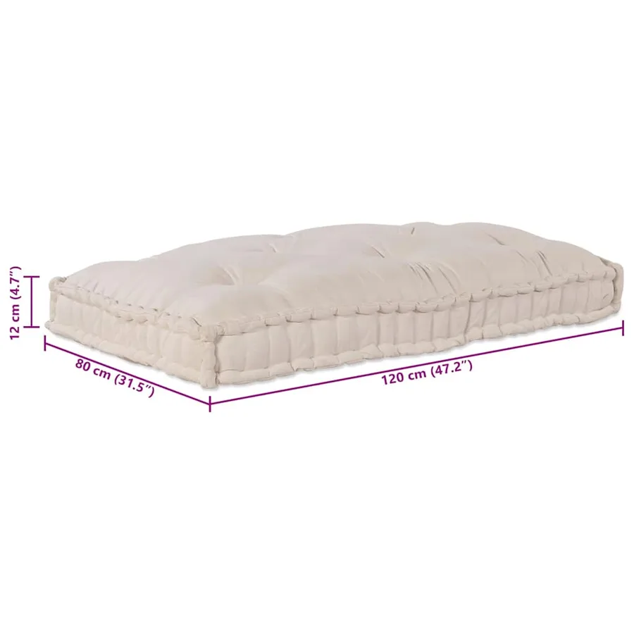 Coussin de canapé sur palette Crème 120 x 80 x 12 cm Tissu - 9