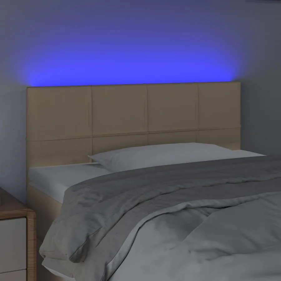 Tête de lit à LED Crème 100x5x78/88 cm Tissu - 3
