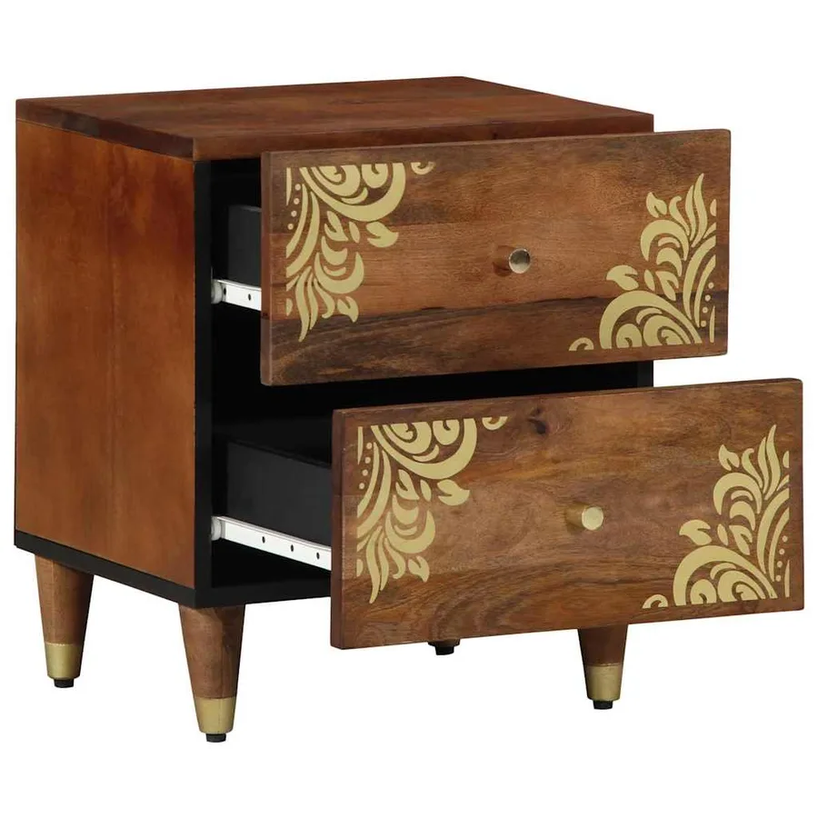 Cabinet de chevet avec tiroir 2 pcs Marron miel 40 x 33 x 46 cm - 3