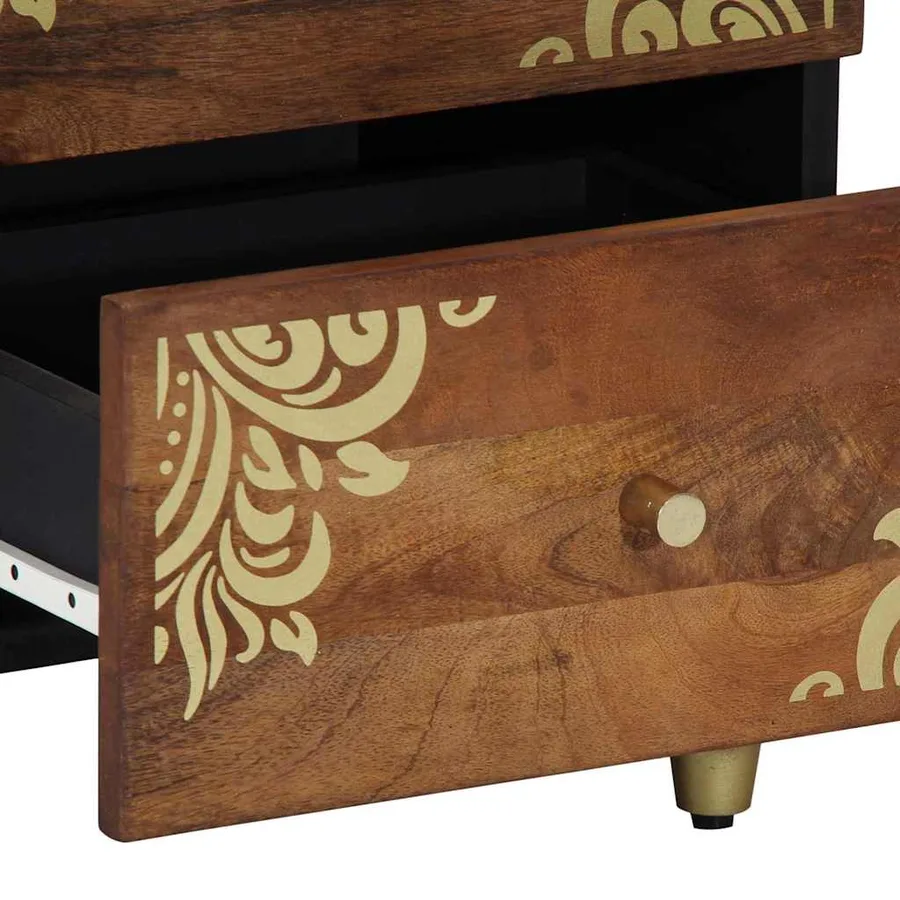 Cabinet de chevet avec tiroir 2 pcs Marron miel 40 x 33 x 46 cm - 8